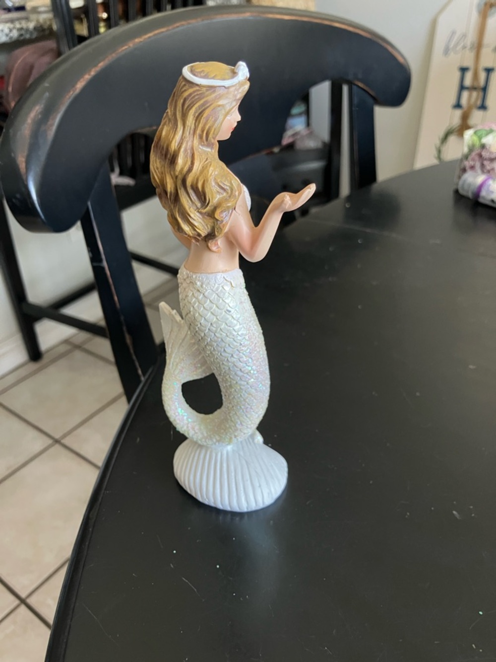 White Iridescent Mermaid Figurine Decorative Statue - Picture 4 of 7